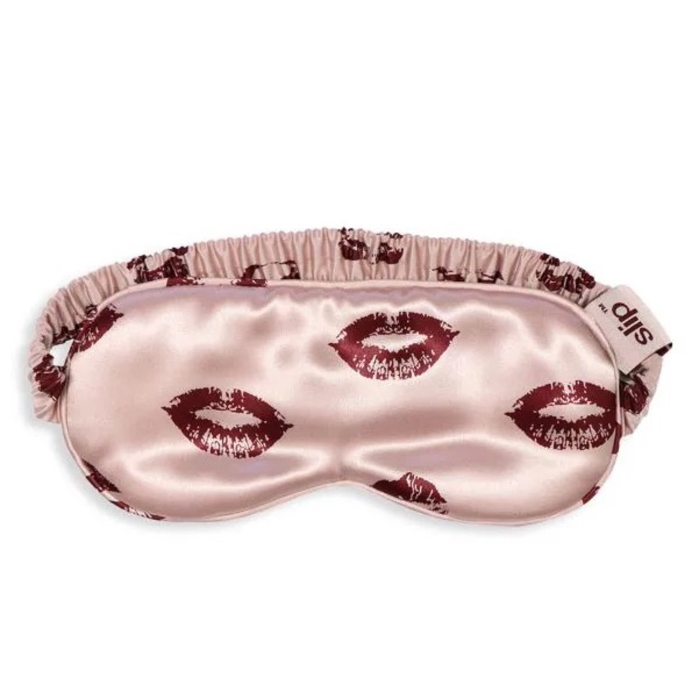 BNIB Slip Silk Sleep Mask 100% Mulberry Silk Lips Lipstick Kiss Printed